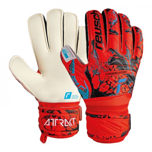 Reusch Attrakt Grip Finger Support - bright red / future blue,||