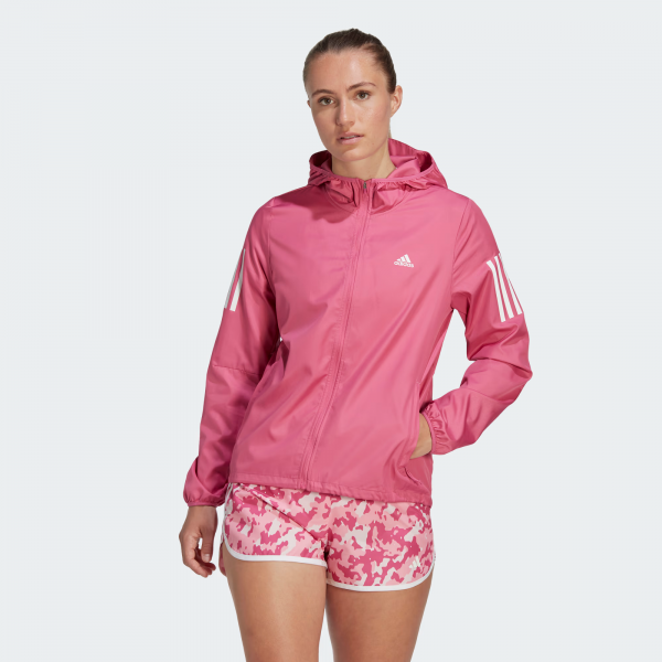 Adidas Own the Run Hooded Running Windbreaker Damen - BLACK/RUNWHT/RED,||