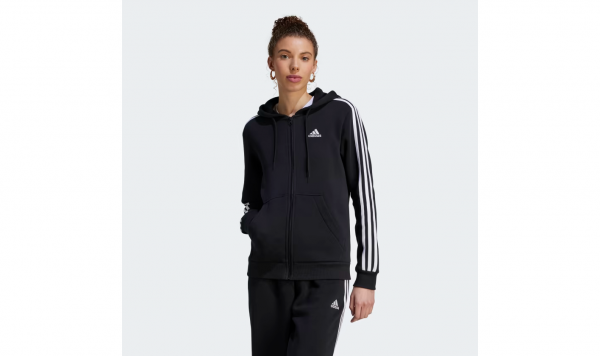 Adidas Essentials 3-Stripes Kapuzenjacke Damen - BLACK/RUNWHT/RED,||
