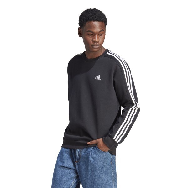 Adidas Essentials 3-Streifen Sweatshirt - BLACK/RUNWHT/RED,||